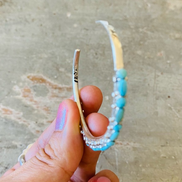 SOLD ♥️ Zuni ♥️ Elvira Kiyite Sterling Silver & Turquoise Stacker Cuff - Picture 10 of 15